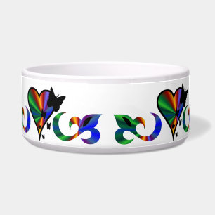 Écuelle Ornements Coeur arc-en-ciel avec papillon et Lily