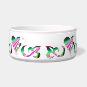 Écuelle Ornements Coeur arc-en-ciel avec papillon et Lily