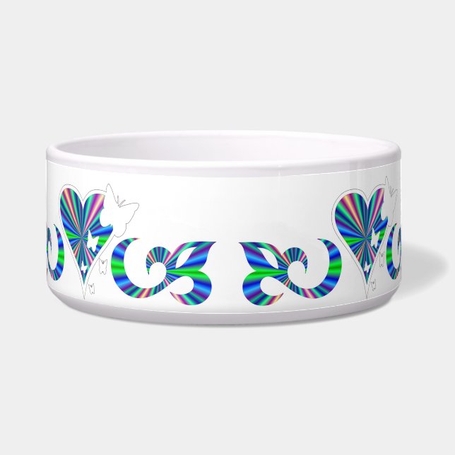 Écuelle Ornements Coeur arc-en-ciel avec papillon et Lily (Devant)