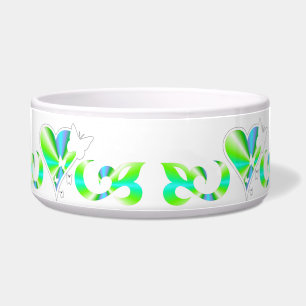 Écuelle Ornements Coeur arc-en-ciel avec papillon et Lily