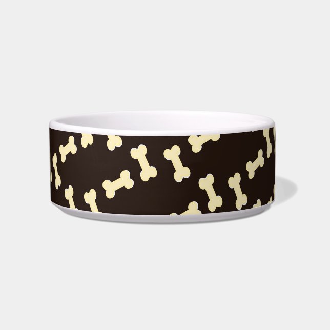 Écuelle Os de chien sur motif brun (Devant)
