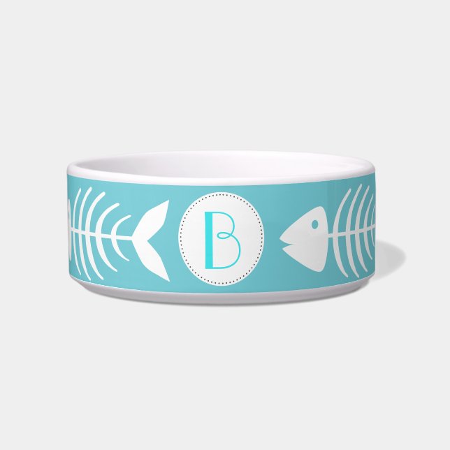 Écuelle Os de poisson blanc marine en bleu cyan (Devant)