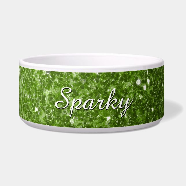 Écuelle Pailleté de faux strass vert clair Personnaliser (Devant)