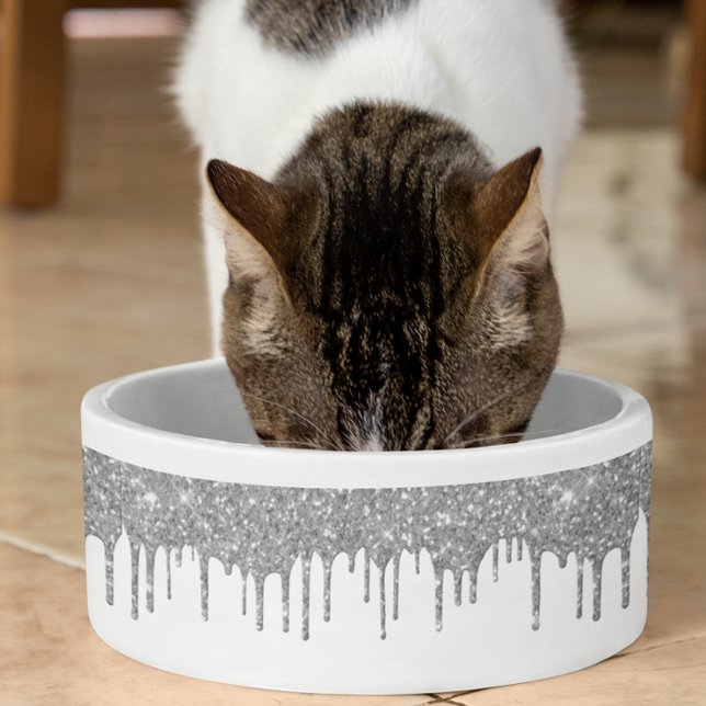 Écuelle Paillettes Argentées Glamour Gouttes Chic Chien de (Créateur téléchargé)