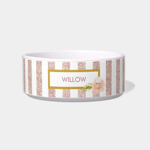 Écuelle Paillettes Rose Gold et Rayures Blanches