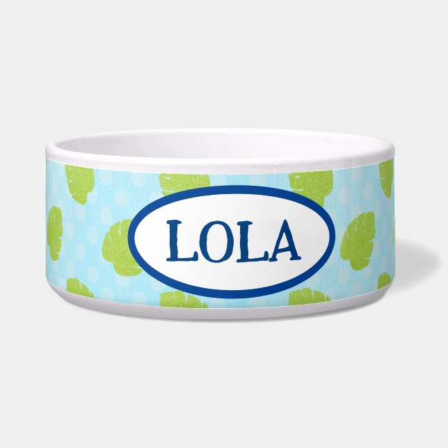 Écuelle Palm Leaf Island Ceramic Pet Bowl (Devant)