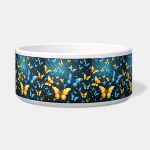 Écuelle Papillons Bleus Et Jaunes Volant,