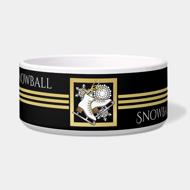 Écuelle Parties scintillant d'or noir personnalisé Pet de  (Devant)