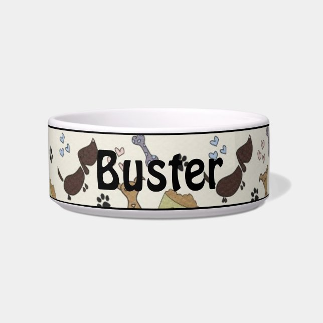 Écuelle Pâtes de chien et Coeurs Personnalisé Pet Bowl (Devant)