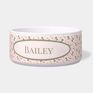 Écuelle Pâtes roses, os & Coeurs en céramique Pet Bowl