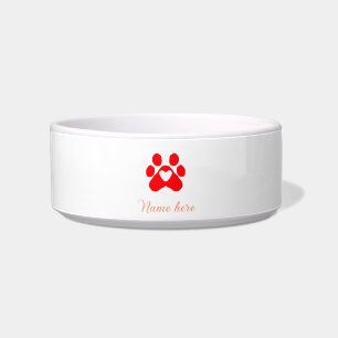 Écuelle Patte de chien cœur rouge animal familier ajouter