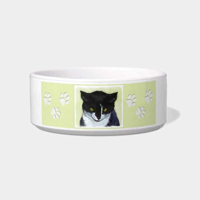 Écuelle Peinture de chat Tuxedo - Cute Original Cat Art (Droite)