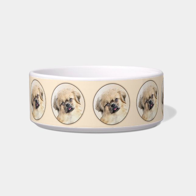 Écuelle Peinture de Spaniel Tibétain - Art Original de Chi (Gauche)