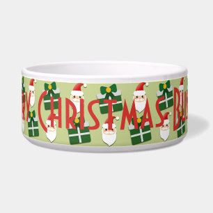 Écuelle Père Noël de Noël Rouge Vert Personnalisé Animal d