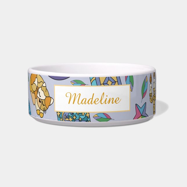 Écuelle Personalized Cat Name Lavender Pastel Bowl Ceramic (Devant)