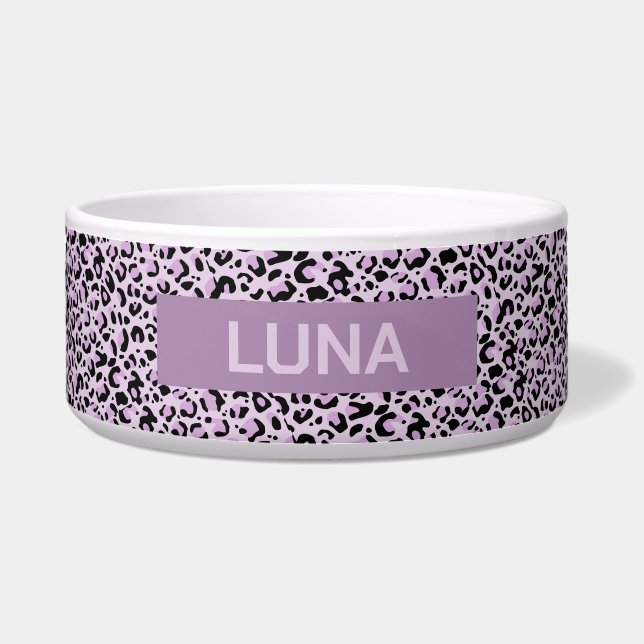 Écuelle Personnalisable Purple Empreinte de léopard Pet Bo (Devant)