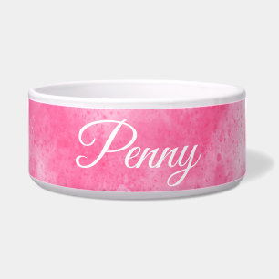 Écuelle Personnalisé Nom Pink Splatt céramique Pet Bowl