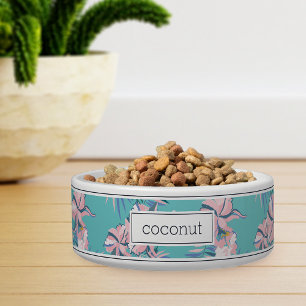 Écuelle Personnalisé rose Tropical Motif Floral Pet