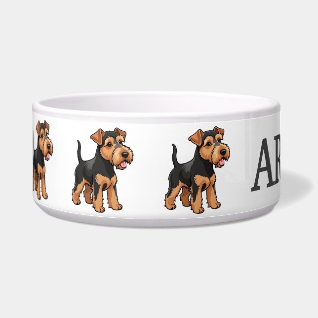 Écuelle Personnaliser chiot Airedale Terrier mignon (Gauche)