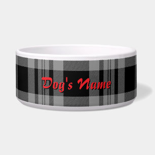 Écuelle Personnaliser Gris + Noir Plaid Grand Chien