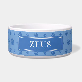 Écuelle Personnalisez votre nom de chien Blue Paws Ceramic