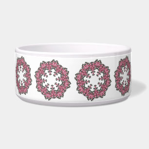 Écuelle Pet Bowl à fleurs roses