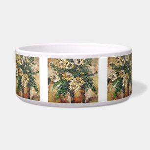 Écuelle Pet Bowl Ann Hayes Peinture Fleurs Jaunes