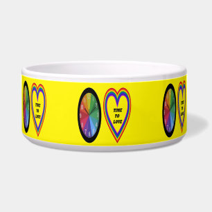 Écuelle Pet Bowl Rainbow Horloge & Coeur Temps D'Amour