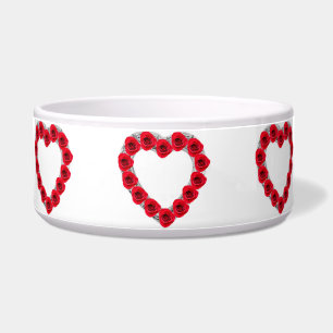 Écuelle Pet Bowl Red Heart Roses