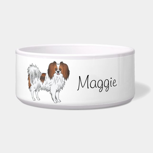 Écuelle Phalène Happy Dog Sable Rouge avec nom personnalis (Devant)