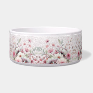 Écuelle Pink Blanc moderne céramique Floral Bowl pour anim