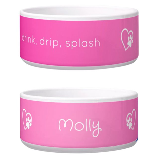 Écuelle Pink 'drink drip splash' Dog Name Bowl (Créateur téléchargé)