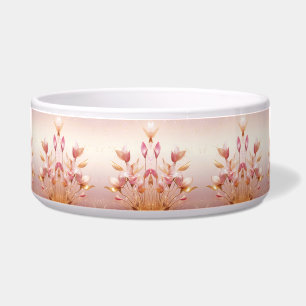 Écuelle Pink Golden Feuilles Floral Céramique Pet Bowl