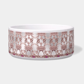 Écuelle Pink Ornate Floral Céramique Pet Bowl