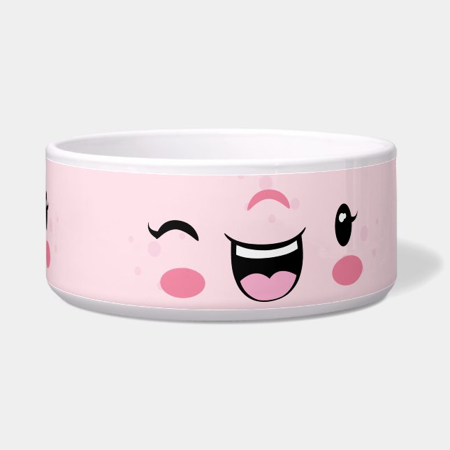 Écuelle Pink Winking Kawaii Face Dog Bowl (Droite)