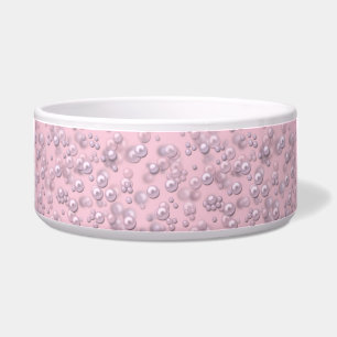Écuelle Placers de perles blanches roses sur velours rose