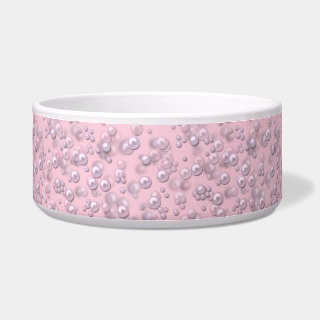 Écuelle Placers de perles blanches roses sur velours rose (Devant)