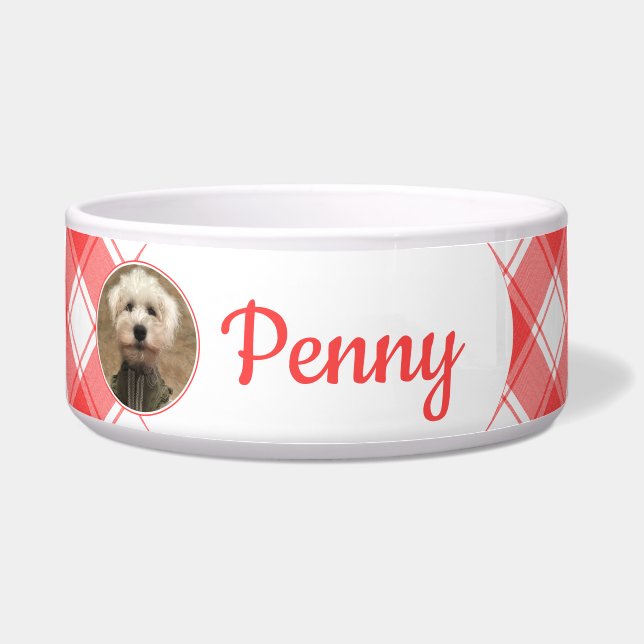 Écuelle Plaid de maison de ferme personnalisé rouge et bla (Devant)