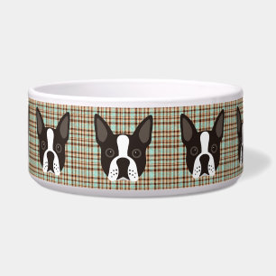 Écuelle Plaid de tartan de chiot de Boston Terrier