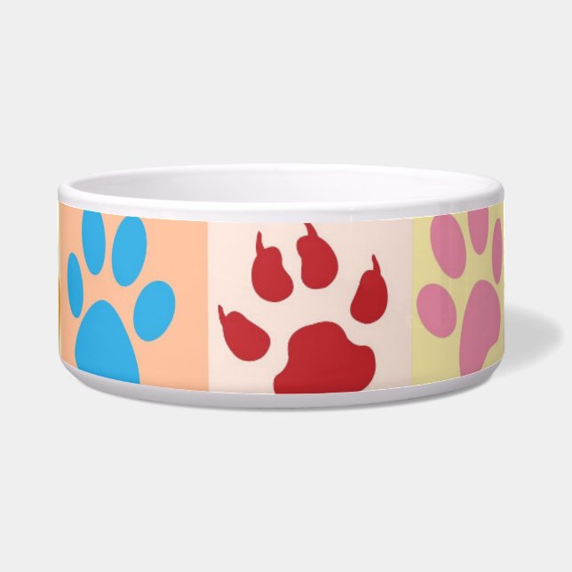 Écuelle Playful Colorful Paw Prints Ceramic Pet Feeding Bo (Devant)