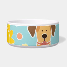 Playful Paw Print Ceramic Dog Bowl | Colorful