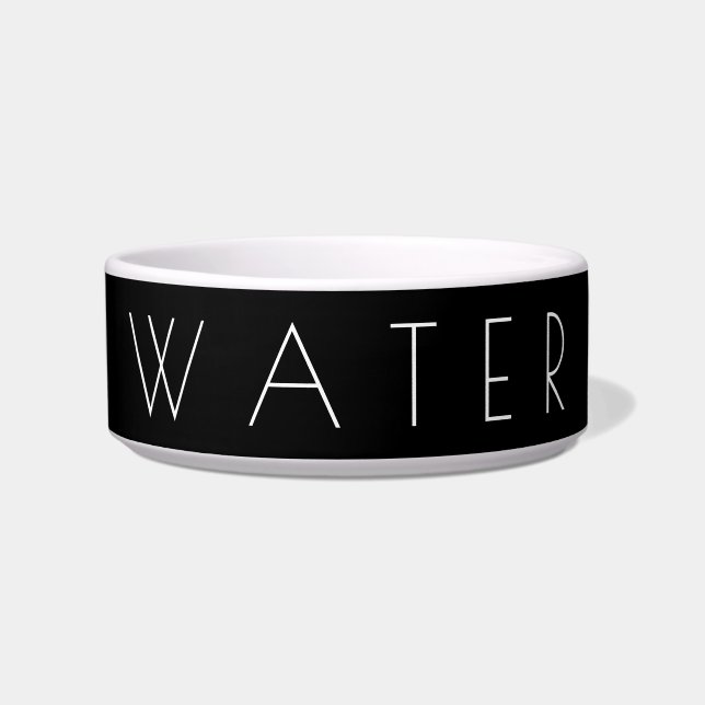 Écuelle Poète minimaliste noir et implacable à eau (Devant)