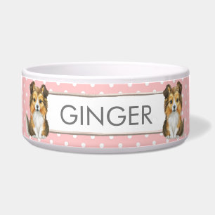 Écuelle Points et Blancs à pois Sheltie Personnalisé