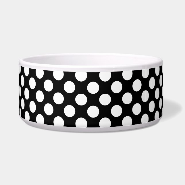 Écuelle Pois noirs et blancs, Motif Polka (Devant)