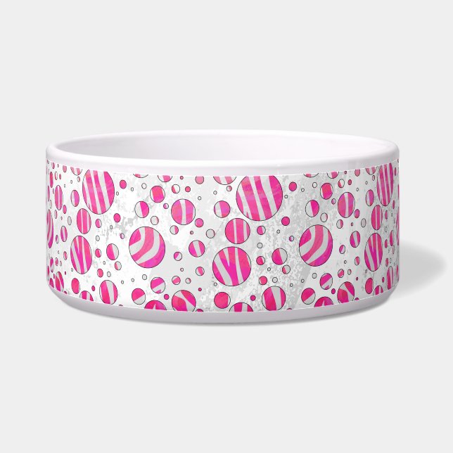 Écuelle Pois Zèbre rose chaud et blanc (Droite)