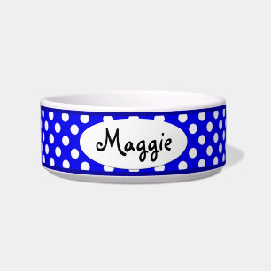 Écuelle Polka bleu point personnalisé petit bol de chien
