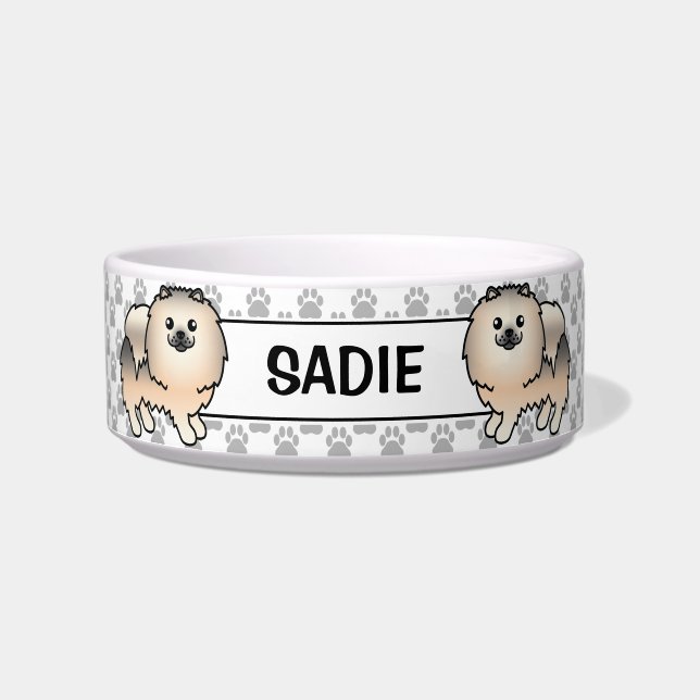 Écuelle Pomeranian Sable Crème Chien de Dessin Animé Migno (Devant)