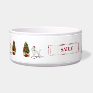 Écuelle Poodle blanc Funny Chien de Noël avec arbre