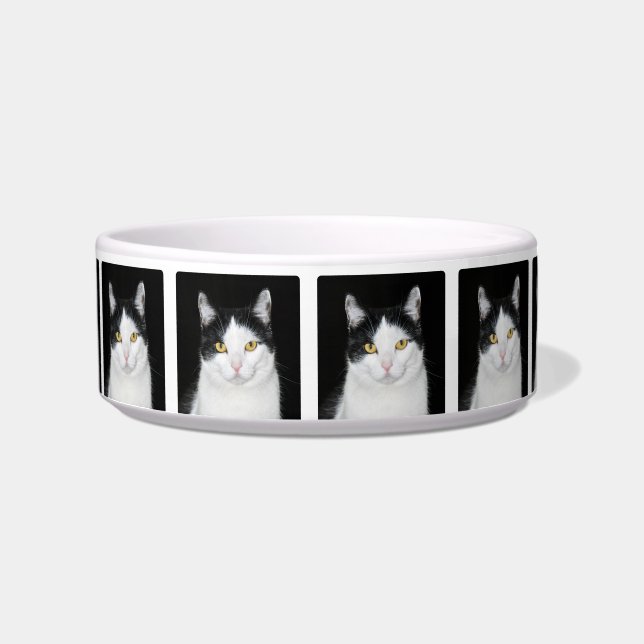 Écuelle Portrait de chat noir et blanc (Devant)