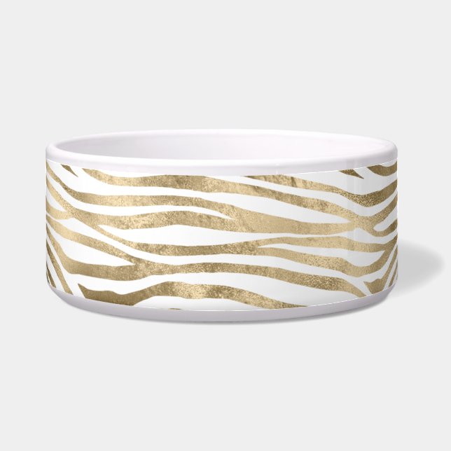 Écuelle Poster de animal blanc Glam Gold Zebra  (Devant)